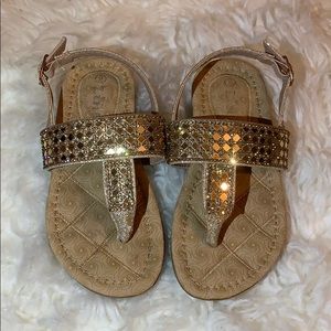 Girls Gold Rhinestone embellished Sandals.